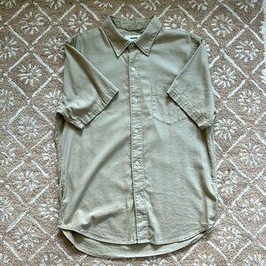 Buck Mason Draped Twill S/S One Pocket Shirt (Large, Shell / Sand Color)